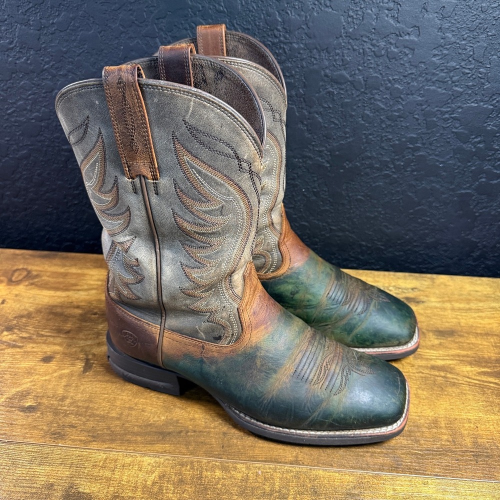 Ariat Sport Western 10029688 Green Brown Leather Cowboy Boots Mens 9EE